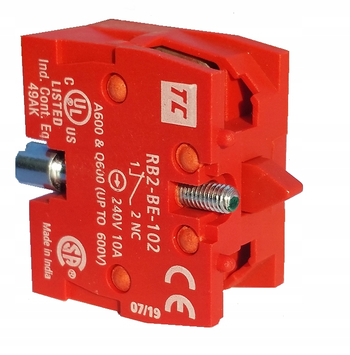 Przełącznik dwupozycyjny podświetlany czerwony 230V + NO metal 22