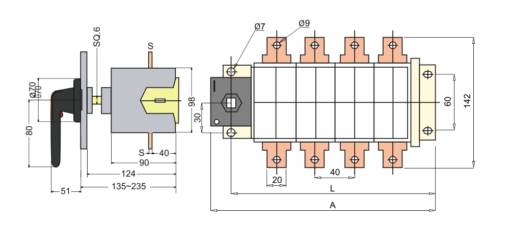 Rozłącznik izolacyjny wyłącznik 3P 160A typ DM3