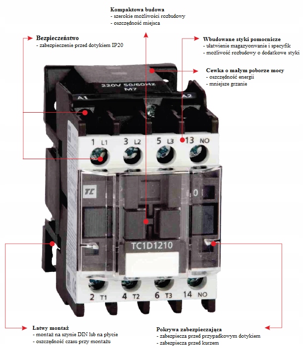 Stycznik TC1 D09 9A 4kW cewka 230V przekaźnik