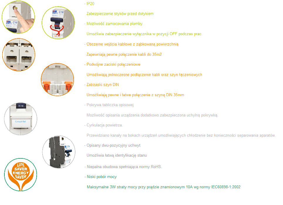 Wyłącznik nadprądowy 1P C10A 6kA 10kA bezpiecznik